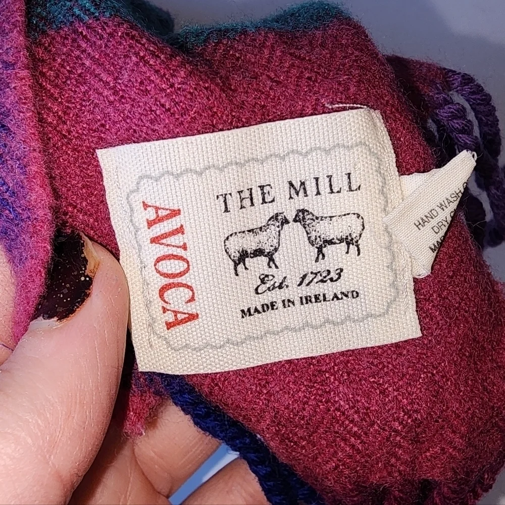 AVOCA The Mill Colorful Plaid Irish Wool Scarf - Picture 5 of 6